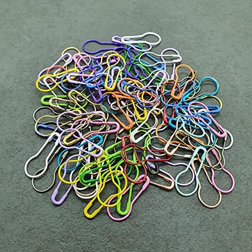 100 Stitch Markers Knitting Crochet Locking Safety Pin Metal Clips Mixed Colours, Pear Shaped, l Gourd Pins, Calabash Pins, for DIY Project, Sewing, Clothing