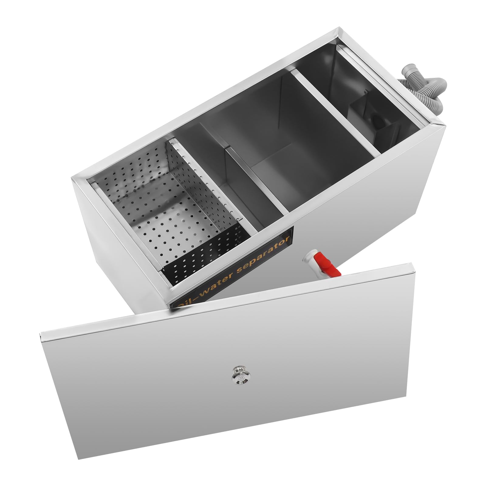 Trampa de grasa comercial de acero inoxidable para aguas residuales, filtro de aceite, trampas de grasa debajo del fregadero, caudal de 0,8 m3/h para restaurante cocina