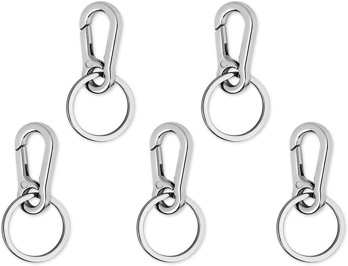 DS. DISTINCTIVE STYLE Carabiner Clip Keyring Stainless Steel Keychain with Snap Hook Quick Release Key Rings