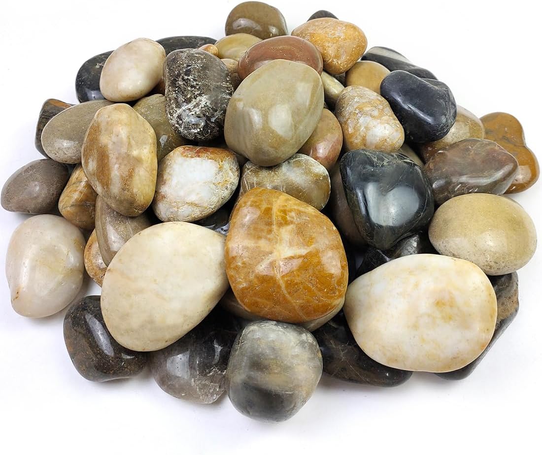 40lbs Large River Rocks for Landscaping, 3-4" Decorative Pebbles for Garden Design, Hand-Picked Smooth Stones for Fish Tank, Flower Pots, Indoor Water Fountains, Pathways, Backyard, Mixed Color