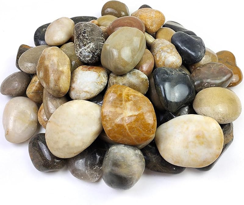 20lbs Large River Rocks for Landscaping, 3-4" Mixed Color Pebbles | for Garden Design, Hand-Picked Smooth Stones for Fish Tank, Flower Pots, Indoor Water Fountains, Pathways, Backyard