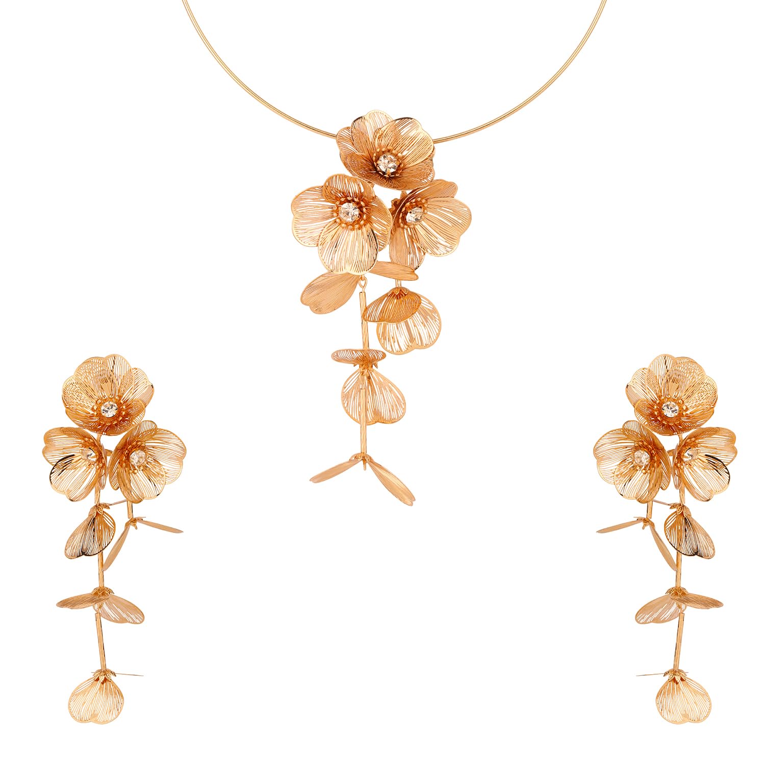 Blume Golden Cascade Flora Vine Pendant Set For Women|Chic|Casual|Floral|Korean|Trendy|Gift For Women