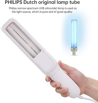 Portable UV Light Therapy Lamp, 311NM UVB Light Therapy Narrow Band Phototherapy Light with Timer, LCD Display and Goggle for Skin, Body & Scalp, Include Goggle