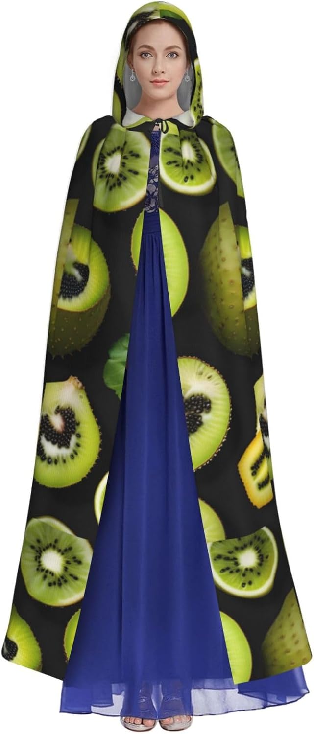Green Kiwi Men Women Halloween Role Play Party Decoration Hooded Poncho