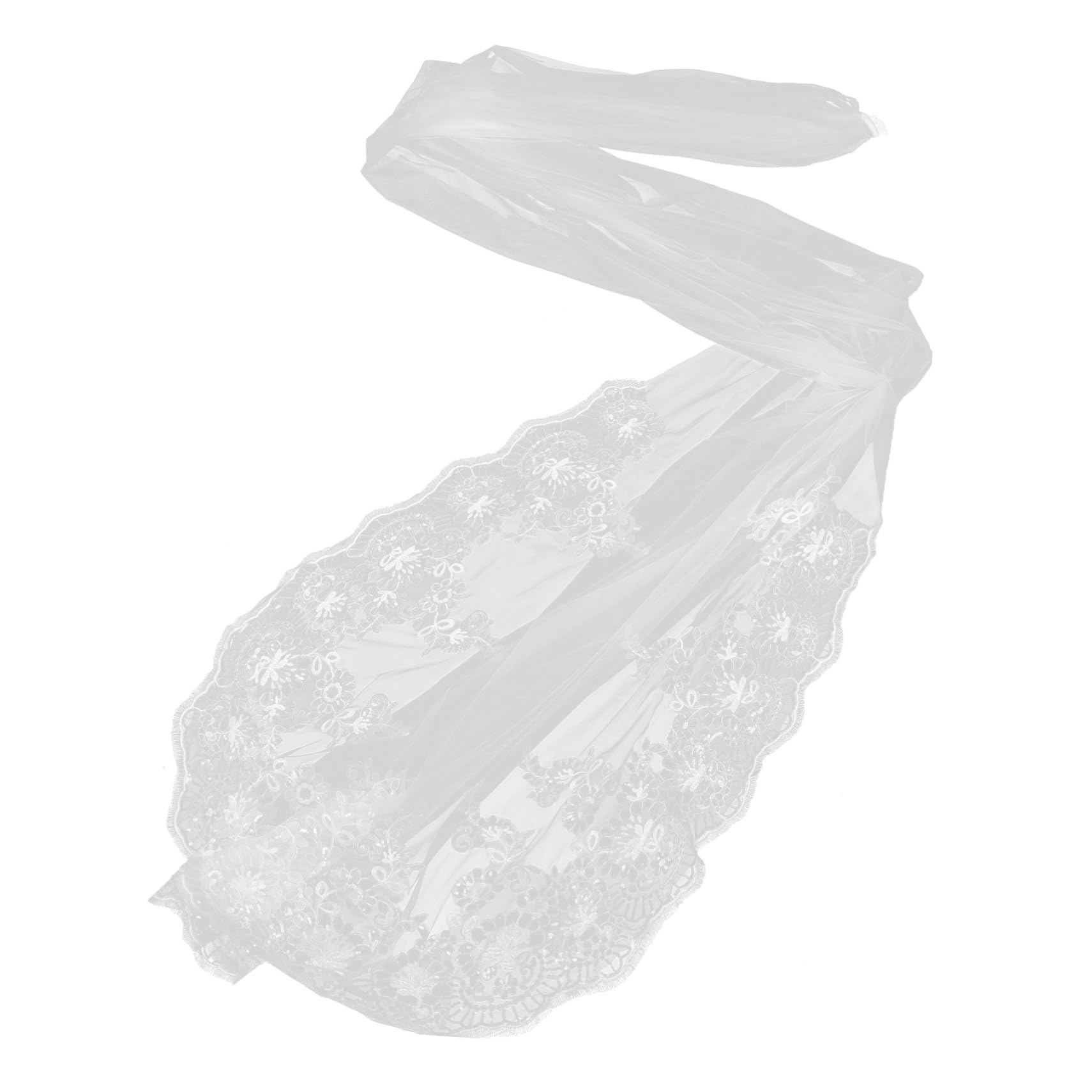 LIFKOME Sposa in Pizzo con Pettine, Bianco, Lunghezza Cappella