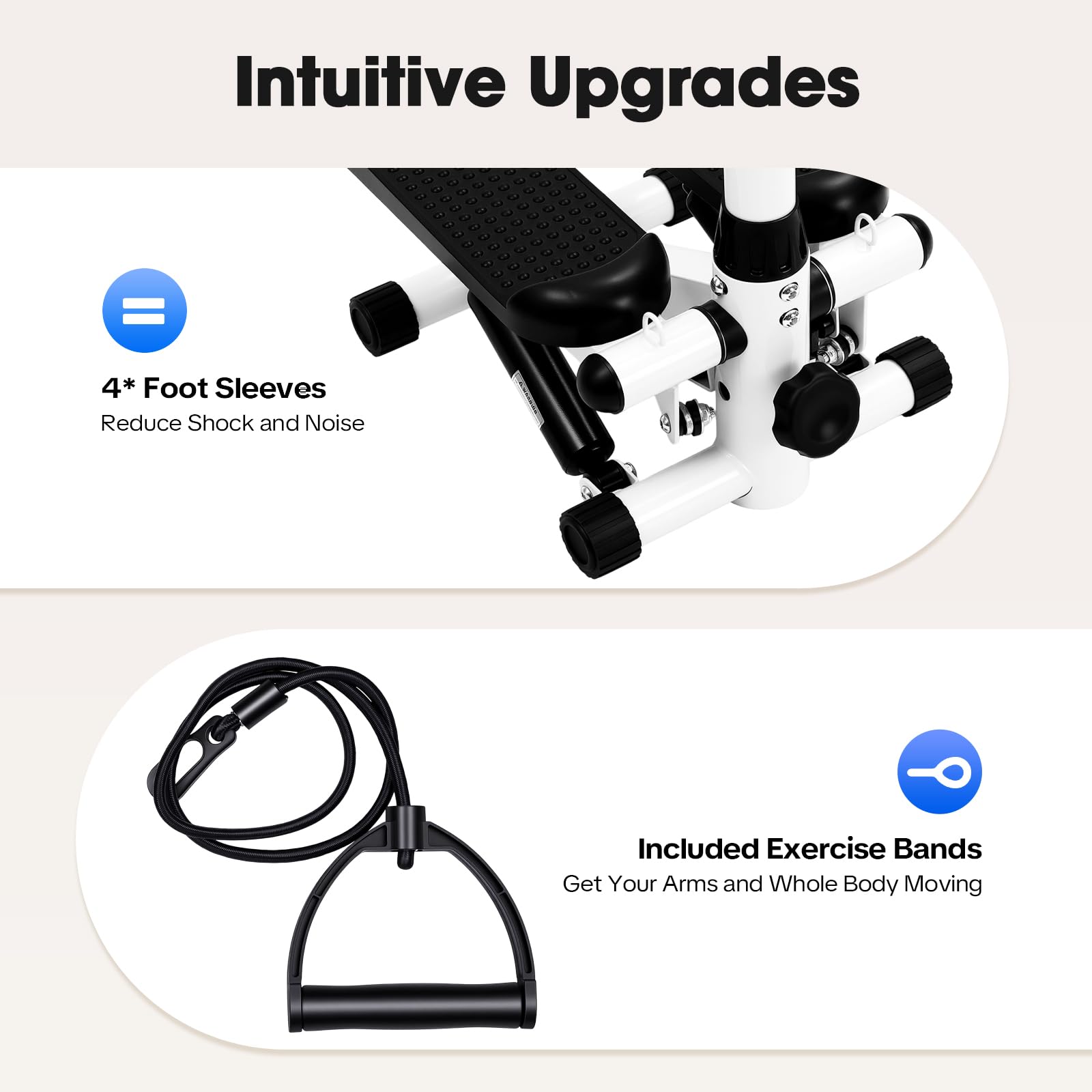 Niceday Mini Stepper Für Zuhause | Up-Down Swing Stepper Mit Power Ropes Stepper Hometrainer Mit Lcd Display 2 In 1 Trainingsgeraet Bis 100kg Beinarm Trainer Home Fitness Exercise