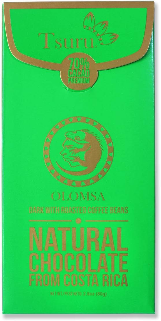 Tsuru Costa Rica 70% Dark Chocolate with roasted coffee beans Olomsa, 2.8 oz