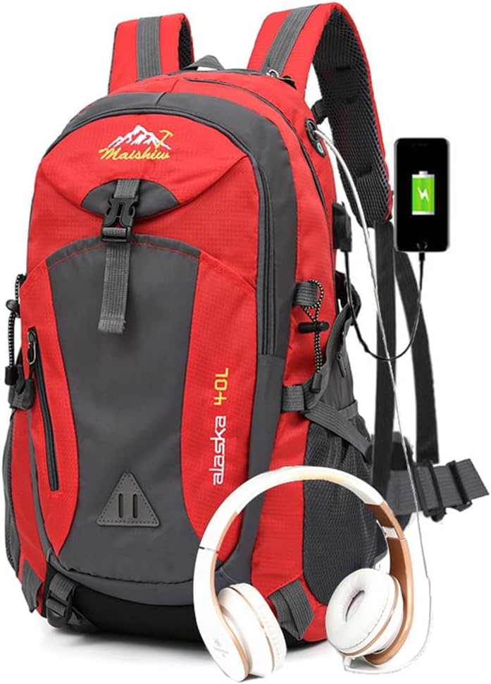 DEIUOGE 40L Backpack Waterproof Rucksack for Men Women Hiking Travel Camping Backpack Small Lightweight Backpacks for Walking Cycling Fishing