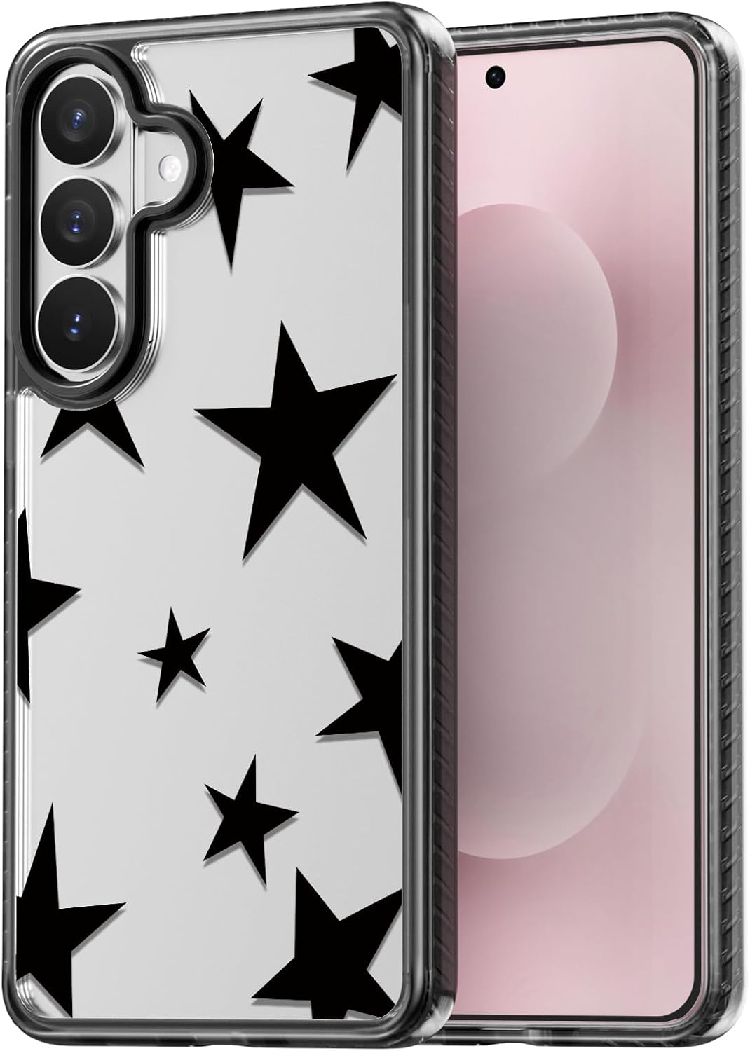 Rosarnnah Compatible for Samsung Galaxy S26 Case Cute Aesthetic - Durable Shockproof 6.6 ft Drop Impact Phone Case Cover with Funny Fashion Five-Pointed Star Design 6.2" Black