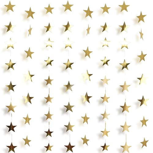105Feet Gold Star Garland Banner Hanging Birthday Graduation Party Decorations-