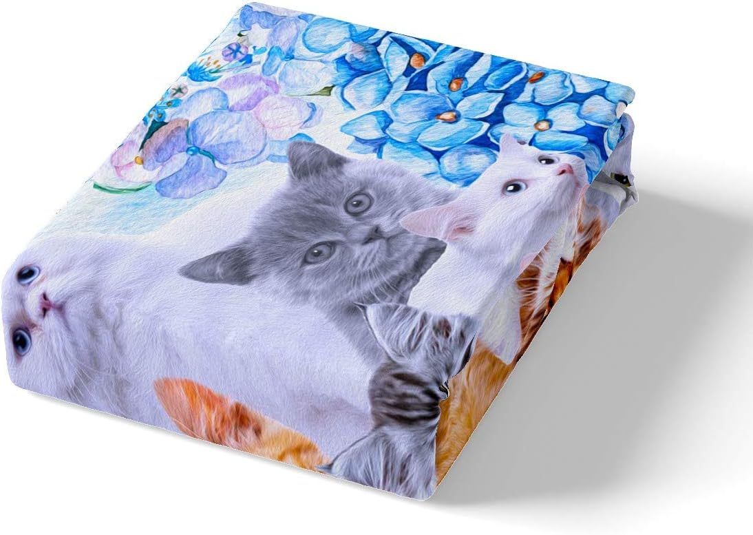 Kids Cute Cat Comforter Cover Set Cartoon Pet Cats Twin Size Bedding Set for Children Boys Girls Cute Kitten Print Duvet Cover Set Cat Lover'S Animal Themed Design Quilt Cover Bedroom Collection 2Pcs image 2