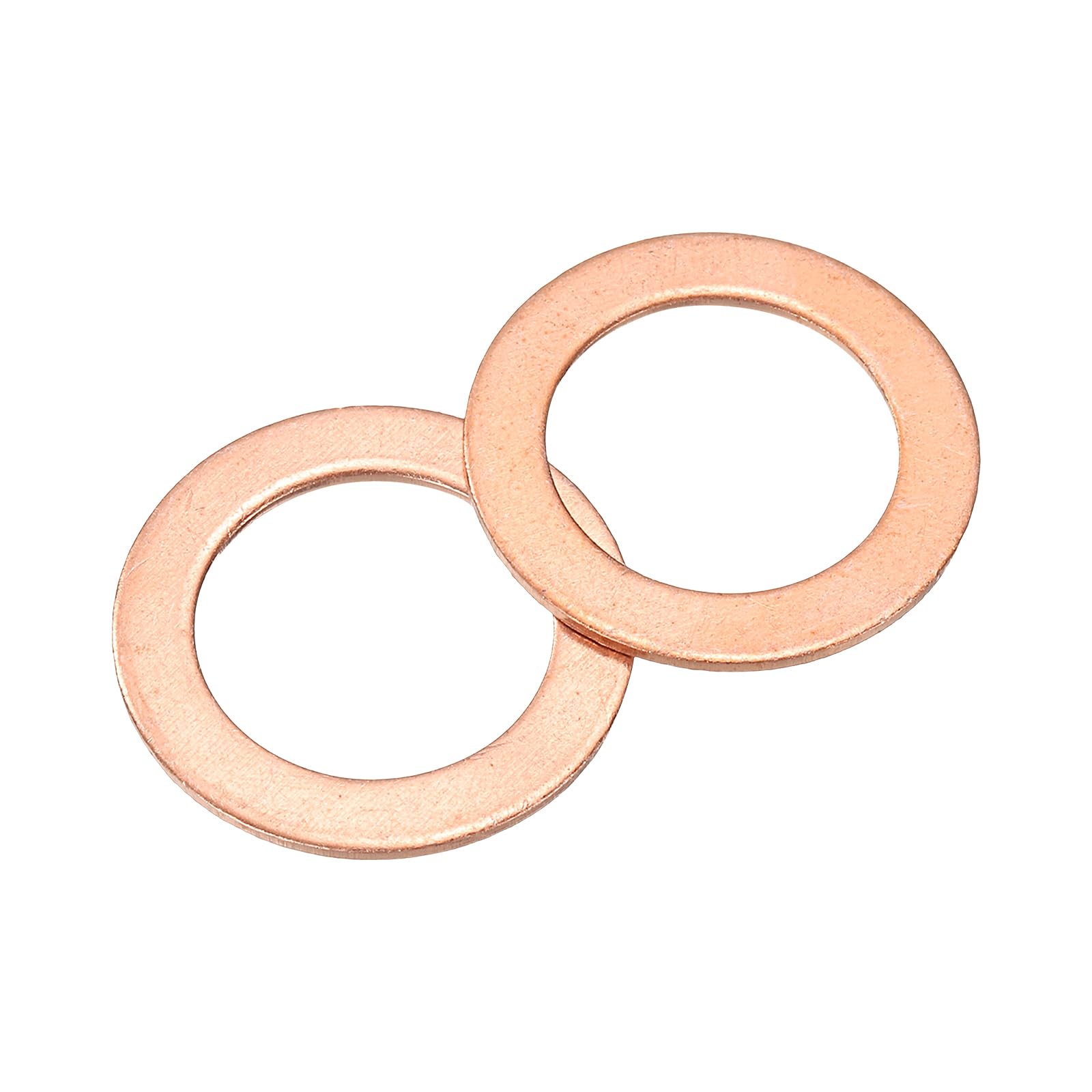 uxcell M16 Flat Washer, 12 Pcs Copper Ring Flat Washers 24mm OD 1 Thick Metal Sealing Gasket Ring for Screws Bolts Nuts