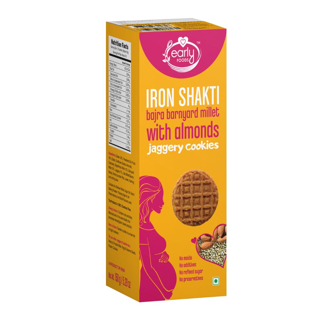 Early Foods - Bajra & Barnyard Millet Cookies with Almonds, Pregnancy & Breast-Feeding Snack, 150g (B07R2LRC66) Amazon Price History, Amazon Price Tracker