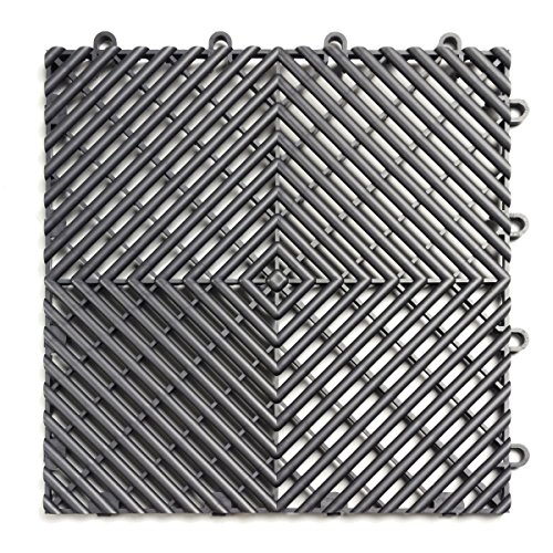 Big Floors RaceDeck Garage Floor Tiles, Interlocking Garage Flooring, Free-Flow Self-Draining Non-Slip Heavy-Duty Copolymer, Easy Install (Graphite, 48 Pack of 12 x 12" Tiles, 48 Sq Ft) by Big Floors - Used condition - US$181.94