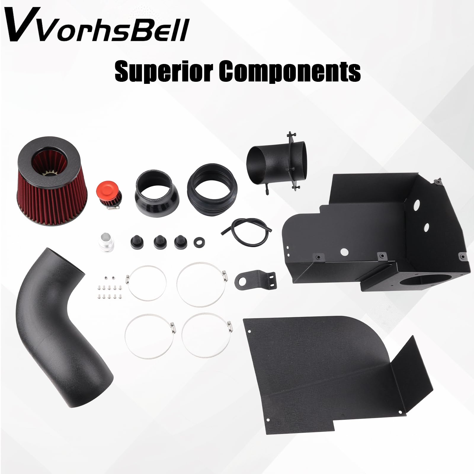 Zestaw Wlotu Zimnego Powietrza, Kompatybilny Z Volkswagen Golf GTI MK8 2020+ 2.0 TSI EA888 EVO4, Rura Aluminiowa 8,9cm Z Osłoną Cieplną I Zmywalnym Filtrem Stożkowym Montaż Bez Modyfikacji