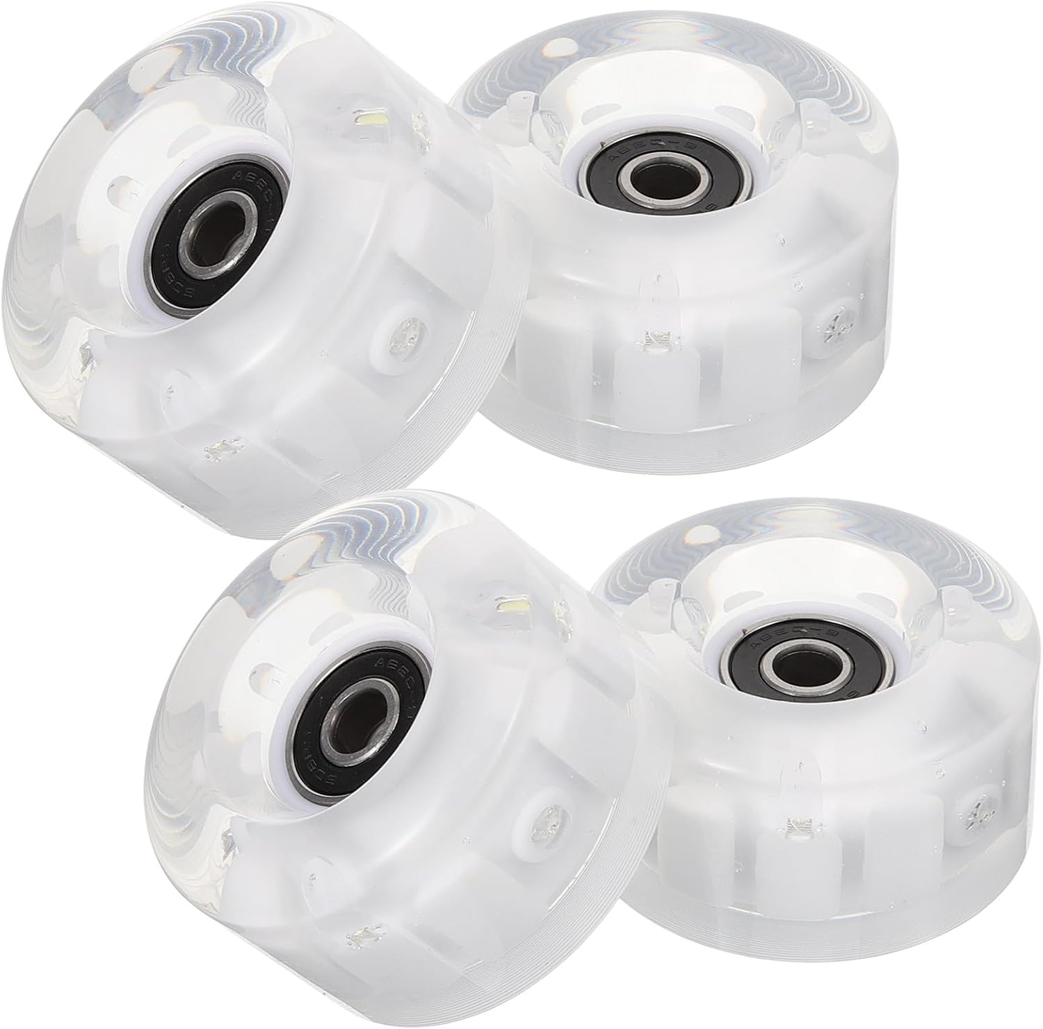 BESPORTBLE Flashing Roller Skate Wheels 4pcs Pu Light up Inline Skates Wheels with Six High-flash LED Lights and Wrench for Indoor Outdoor Skating