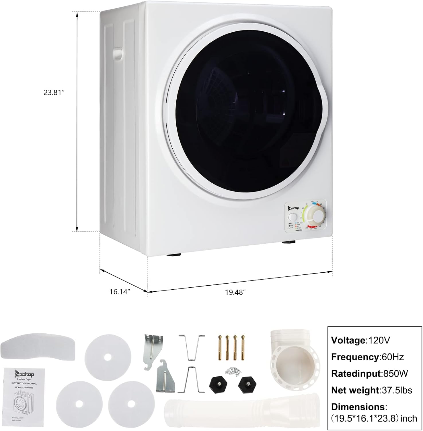 Buy YUFUDE 120V Electric Portable Compact Laundry Clothes Dryer, 1.6 cu