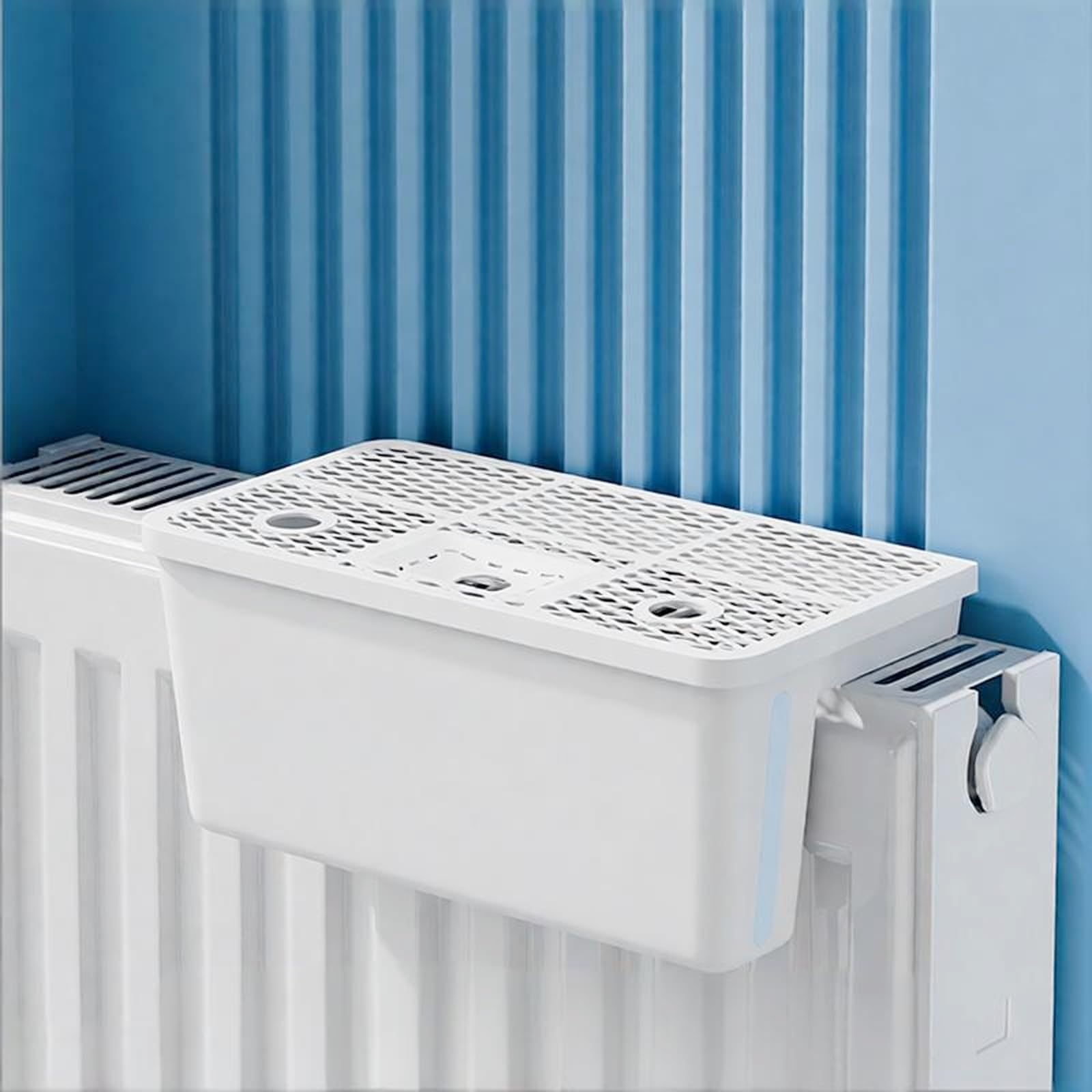 Umidificatore per radiatore da 2,4 l, grande capacità, trasparente, indicatore del livello dell'acqua, efficiente utilizzo del calore, ideale per casa e ufficio, bianco