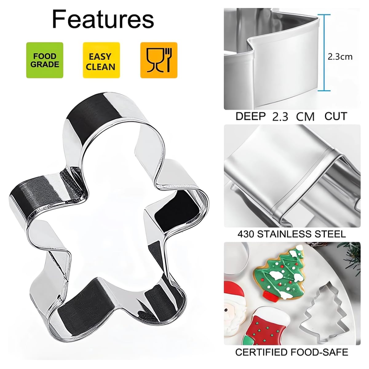 Set di 9 formine per biscotti natalizi, mini formine per biscotti in acciaio inox, per decorazioni di torte, torte di zucchero e biscotti