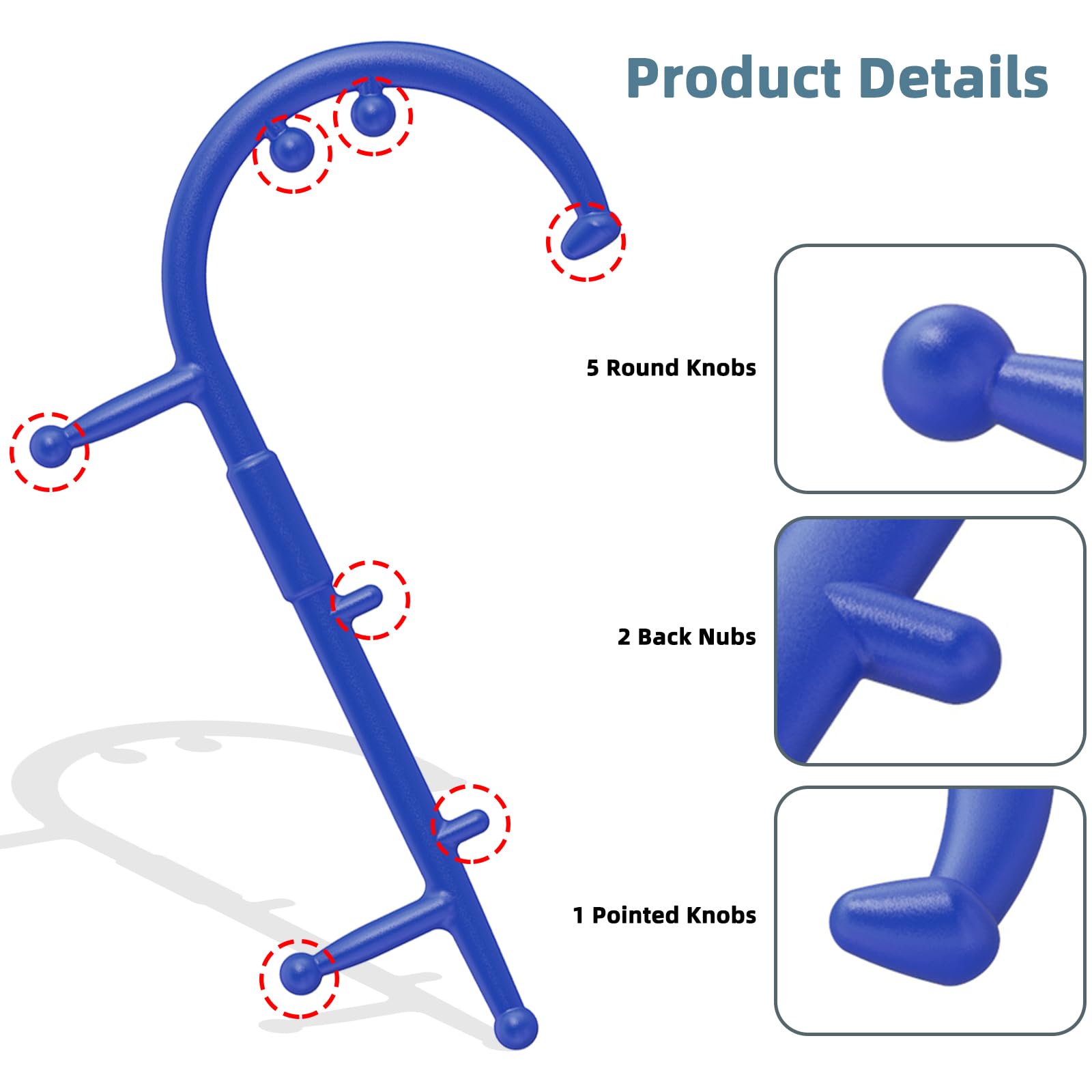KEINE MARKE Bastón de masaje, herramienta de masaje de punto gatillo, gancho de automasaje. Para aliviar la fibromialgia del punto gatillo y liberar músculos tensos y cansados de todo el cuerpo. Azul