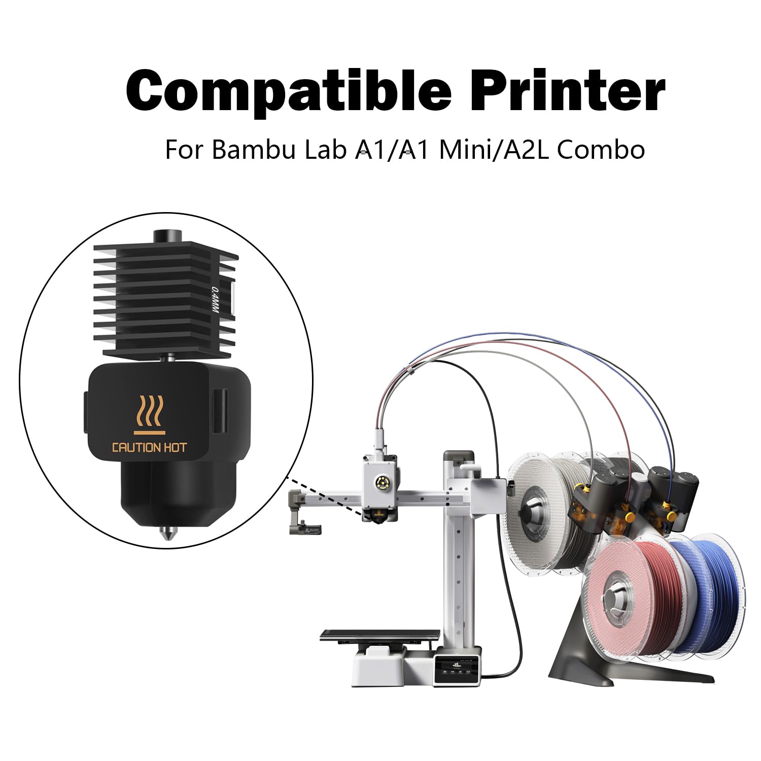 2er-Set Hotend-Kit Für Bambu A1 Mini/A1 – 0,4 Mm Gehärtete Stahldüse, Inkl. 4 Silikonsocken, Für PLA/ABS/PETG/TPU/Holz