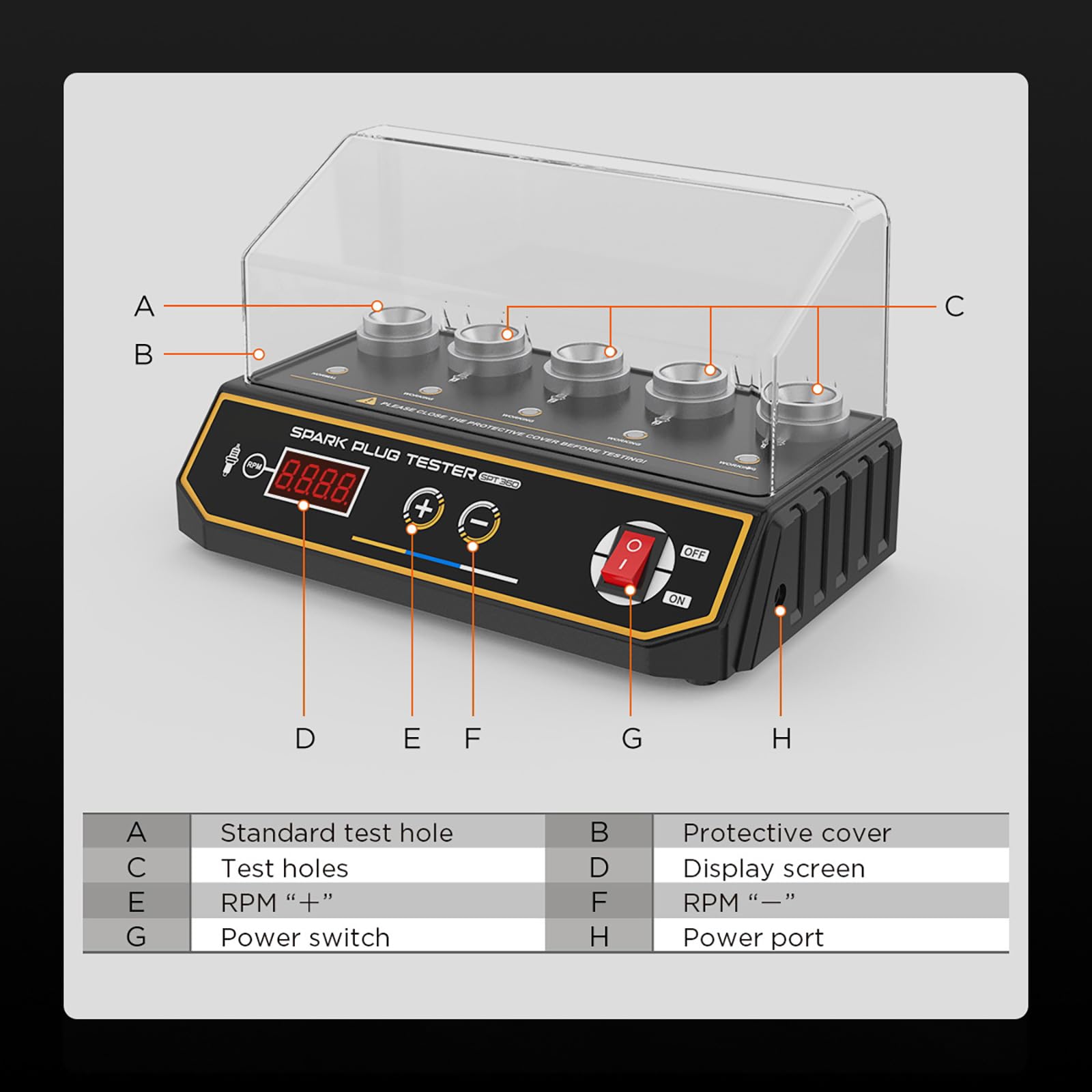 Bujías y herramientas de encendido, 0~9999 rpm Probador de bobina de encendido de frecuencia ajustable Probador de bujías de automóvil Analizador de probador de bujías de encendido 110V / 220V