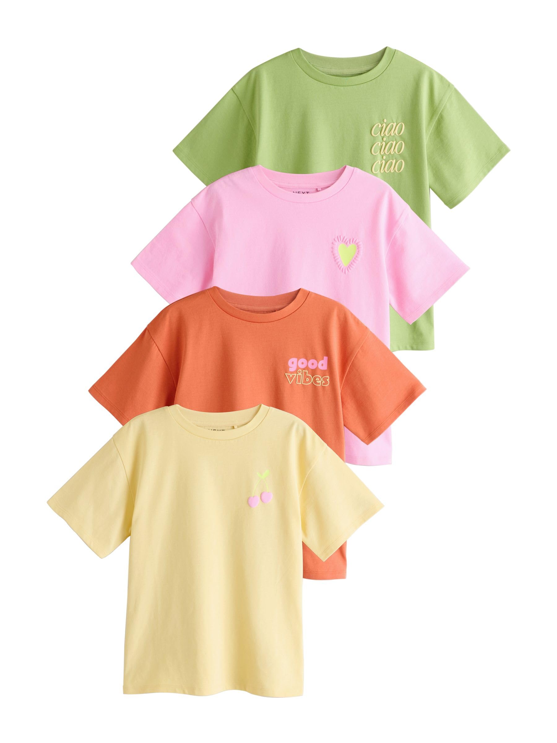 NEXT Niñas Pack de 4 Camisetas con Estampado gráfico
