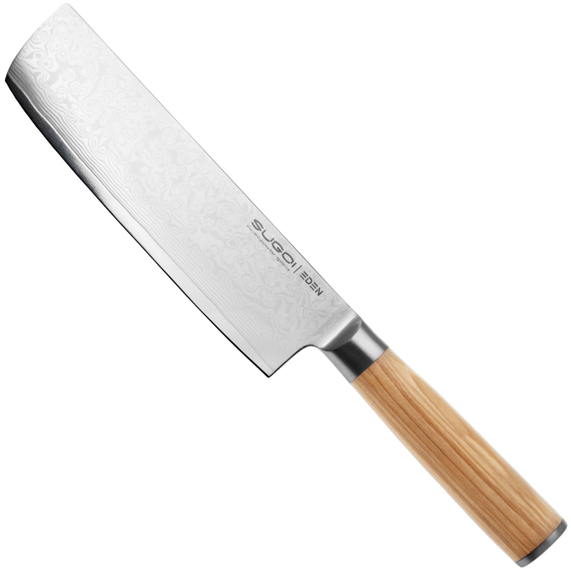 Eden Sugoi Olive 2090-116 Nakiri 17cm, Japanisches Gemüsemesser, Griff aus Olivenholz, Messer für Gemüse und Kräuter