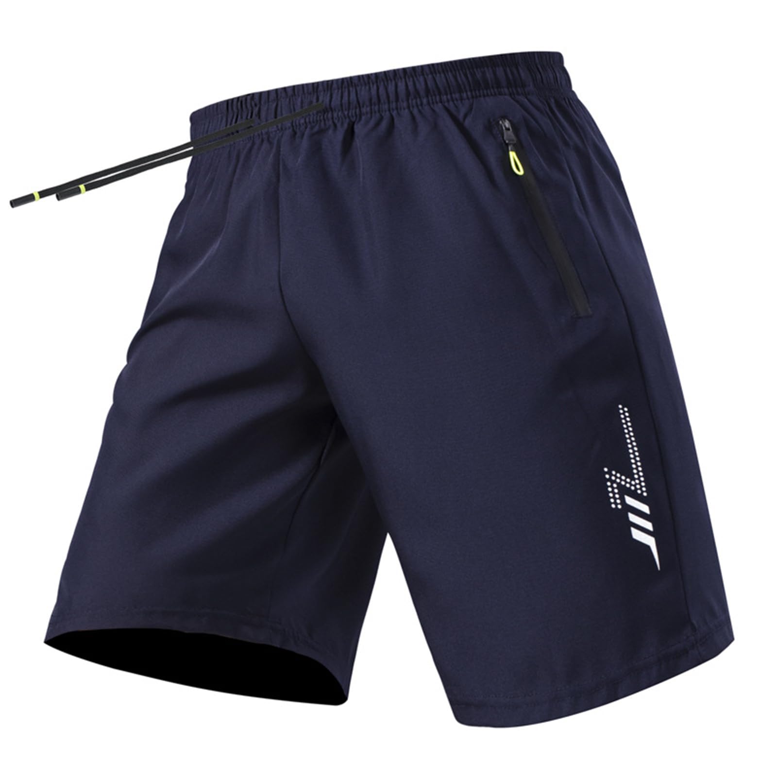 Short Homme de Sport à Séchage Rapide - Bermuda avec Poches Zippées et Bandes Réfléchissantes, Taille Élastique pour Course à Pied, Fitness et Activités Plein Air