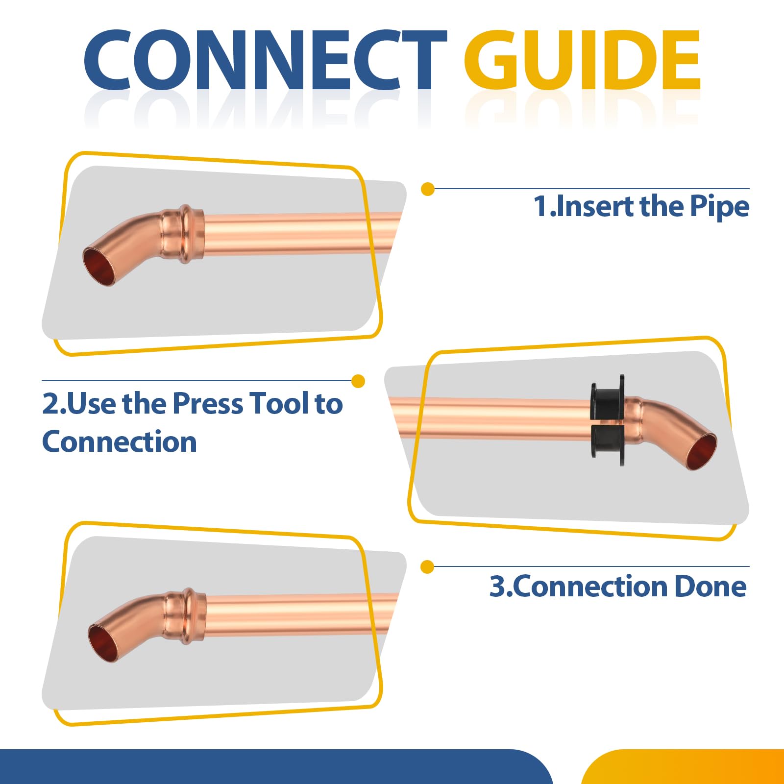 (Paquete de 30) Conectores de Codo de Calle GUOFIS Copper Press LF, Codo de 45 Grados de Ajuste a presión de 1" FTG x 1" para conexión de tubería de Cobre (PRESS039-30Pack)