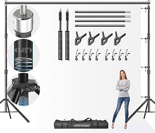 LimoStudio AGG1111 - Soporte de fondo mejorado de 10.1 x 10.4 pies de ancho x 10.4 pies de alto, más resistente en el mercado, postes gruesos