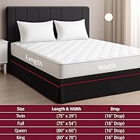 Vista 5 de LUX Décor - Faldas de cama de tamaño individual de 16 pulgadas de caída, falda de cama plisada de microfibra cepillada (negro)