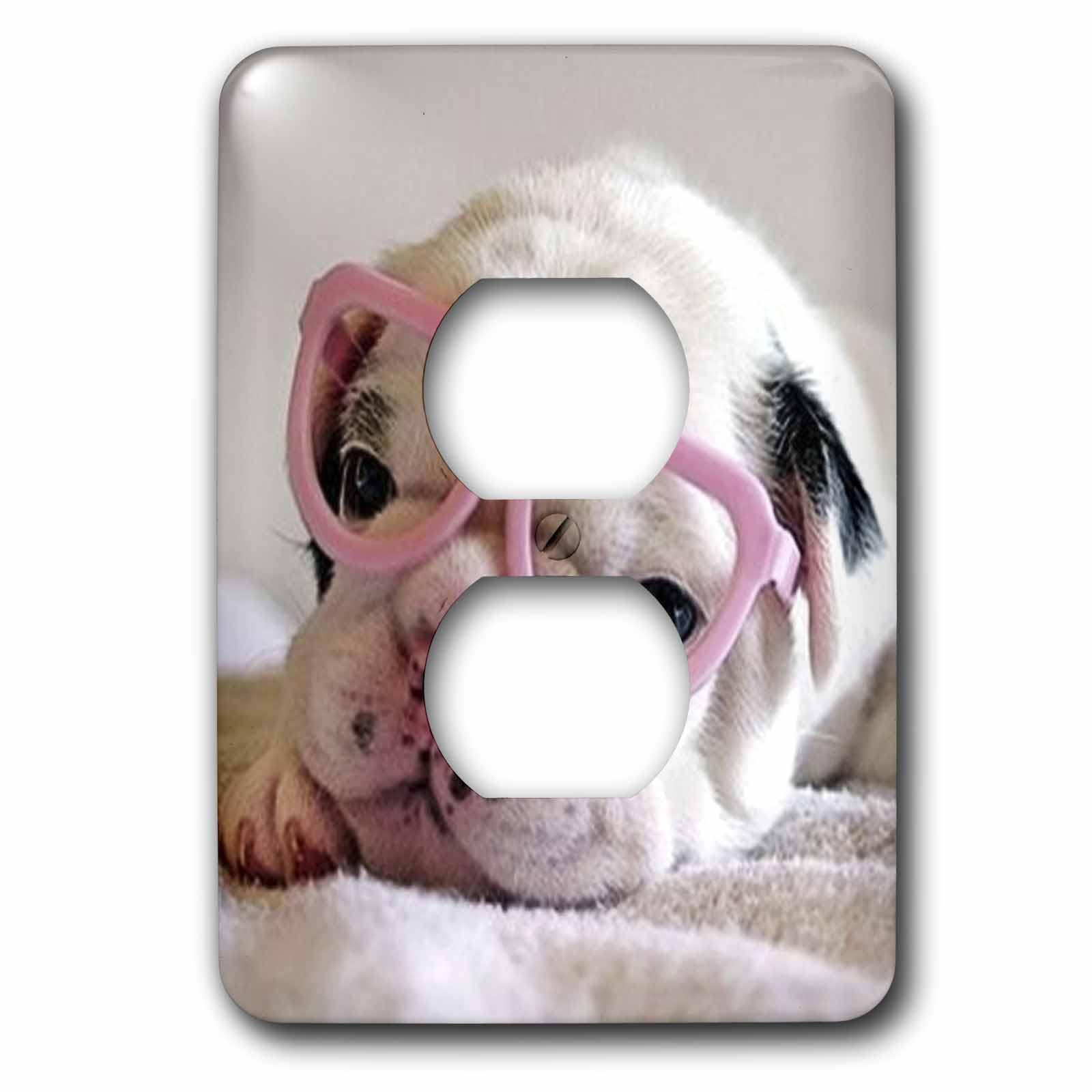 Chiot avec lunettes 2 prise 3dRose égaye la chambre de votre enfant
