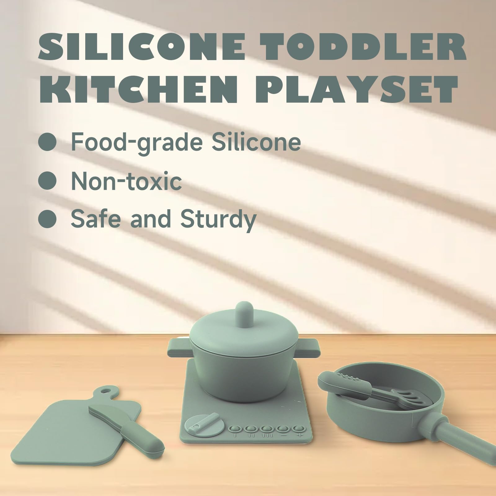 Silicone Kids Kitchen Accessories, Kids Pots and Pans Playset, Play Pots and Pans Sets for Kids Kitchen, Toy Pots and Pans for Kids Kitchen Set