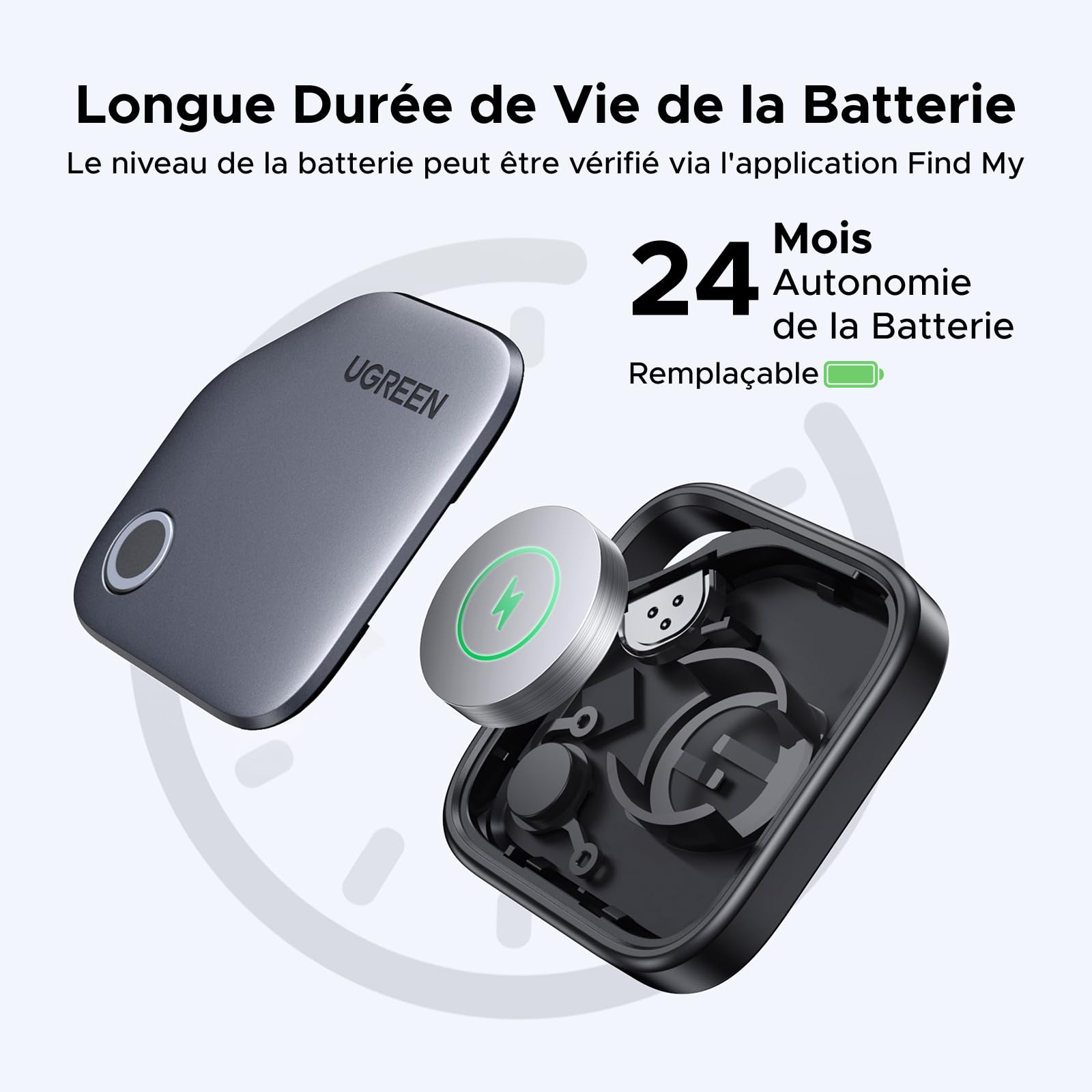 UGREEN FineTrack Finder Tag Traceur Fonctionne avec Find My (iOS Uniquement) 2 Ans Batterie Localisateur d'Objets Bluetooth pour Clés Valises Portefeuilles Wallet Bagages Sacs Lot de 4
