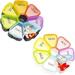 Weekly Pill Organizer, Large Daily Pill Case Portable Travel 7 Day Pill Box Dispenser with Large Compartments for Pills Vitamins Fish Oil, Rainbow Color
