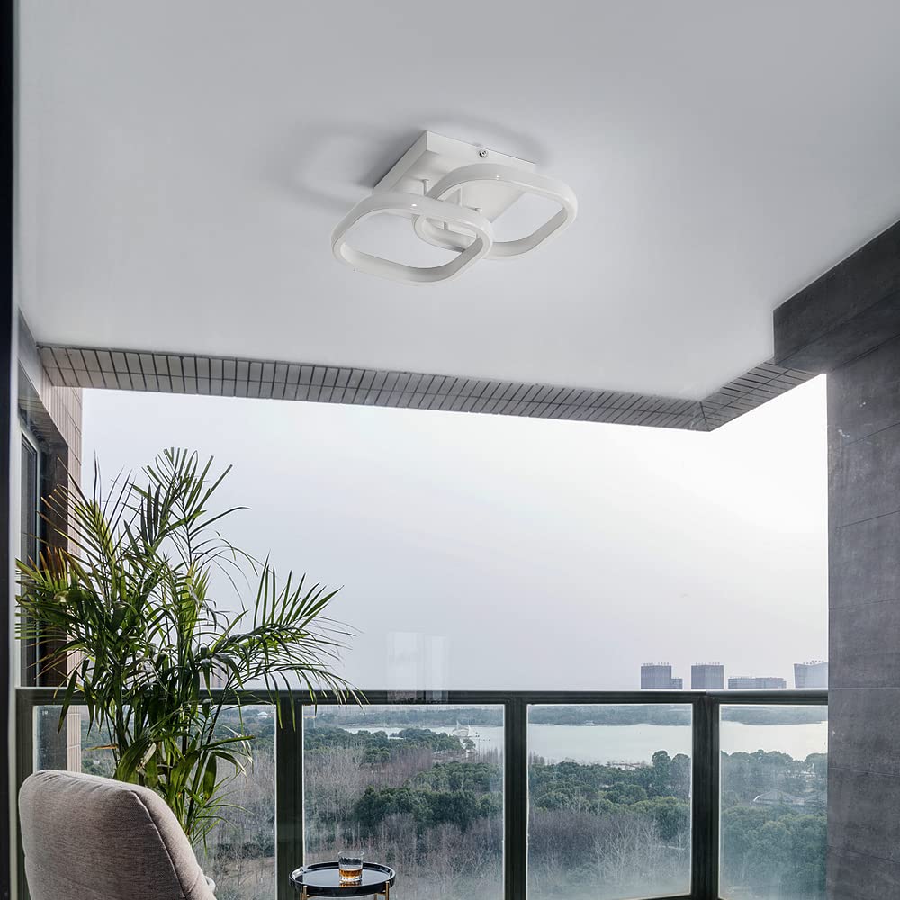 Lámpara de Techo LED Moderno, Luz de Techo Cuadrada Simple | 22W Plafón LED Techo de Acrílico Blanco para Dormitorio, Sala de Estar, Comedor, Cocina, Pasillo, L23.5*W23.5*H9.5CM