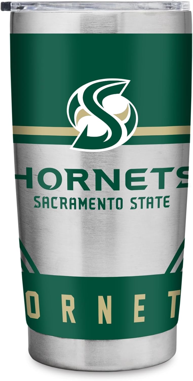 Rico Industries NCAA Sacramento State Hornets Standard 20oz Stainless Steel Tumbler with Lid - Great For Coffee, Tea, Water or Cocktails