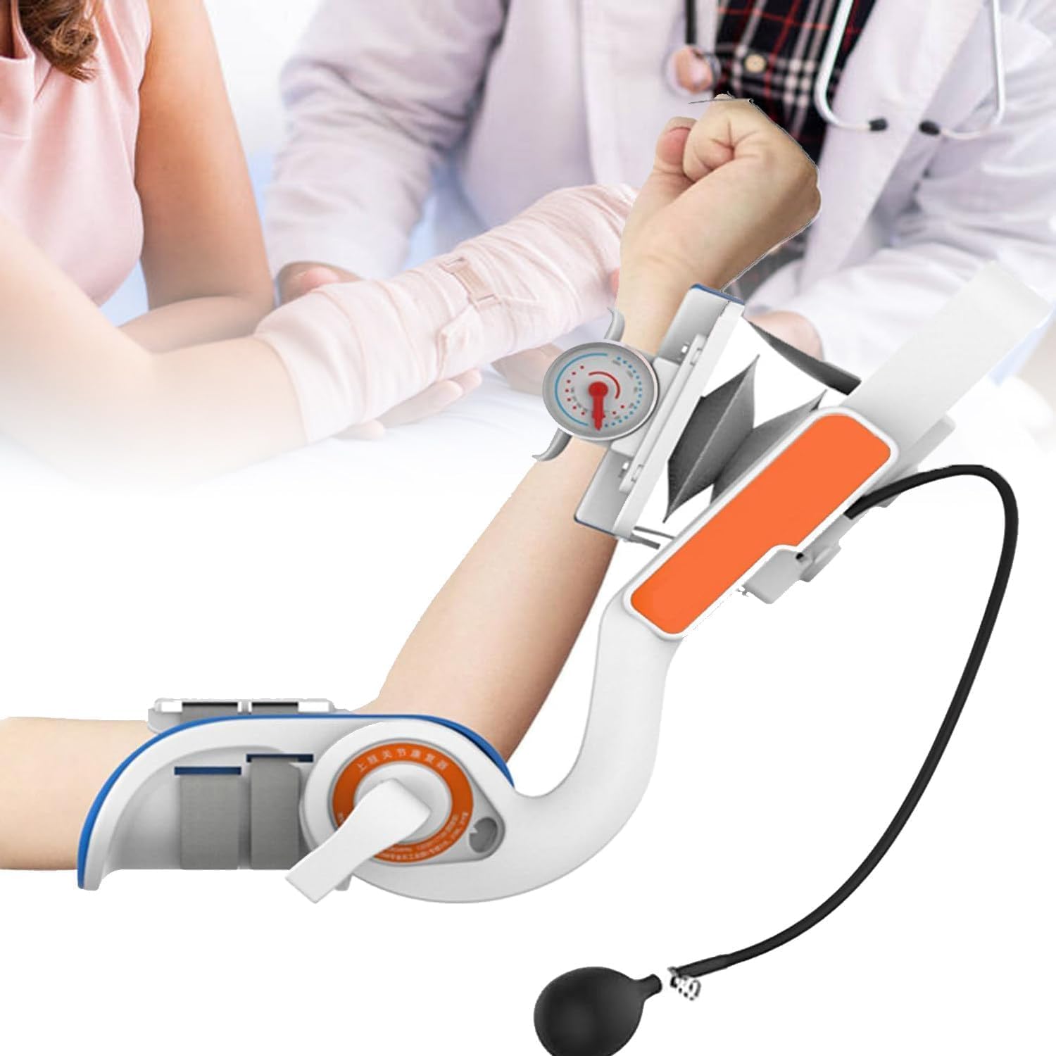 Electric Elbow Joint Rehabilitation Device, Adjustable Speed ​​and Angle, 360° Rotatable Articulated Elbow Support with Remote Control, for Stretch Joint Muscles and Tendons
