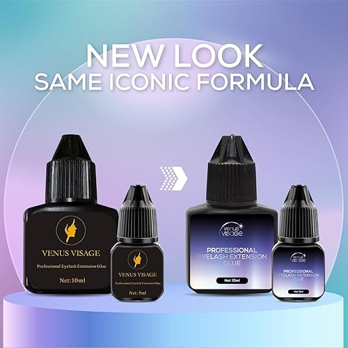 Miniatura 8 de VENUS VISAGE Pegamento de pestañas para extensiones de pestañas profesionales, 1 2 segundos, tiempo de secado y 6 7 semanas, adhesivo extra negro y