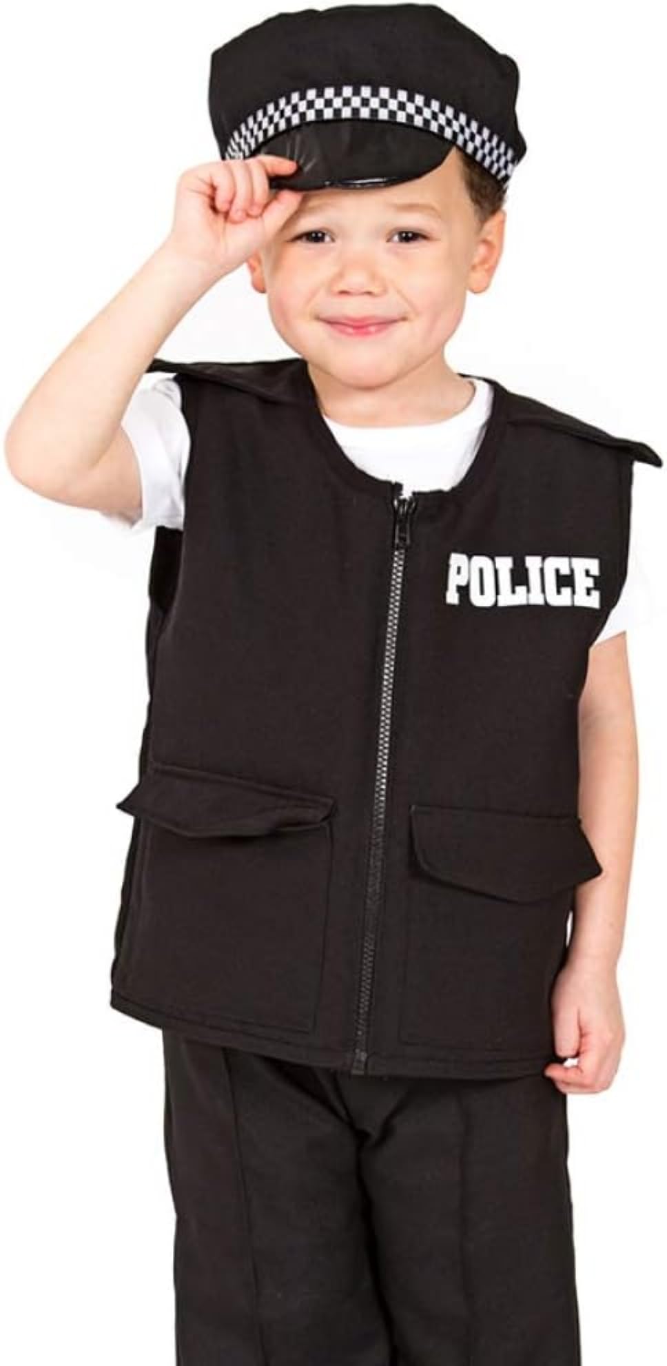 PRETEND TO BEE Police Officer Dress Up Costume for Kids, 3-5 Years, Black
