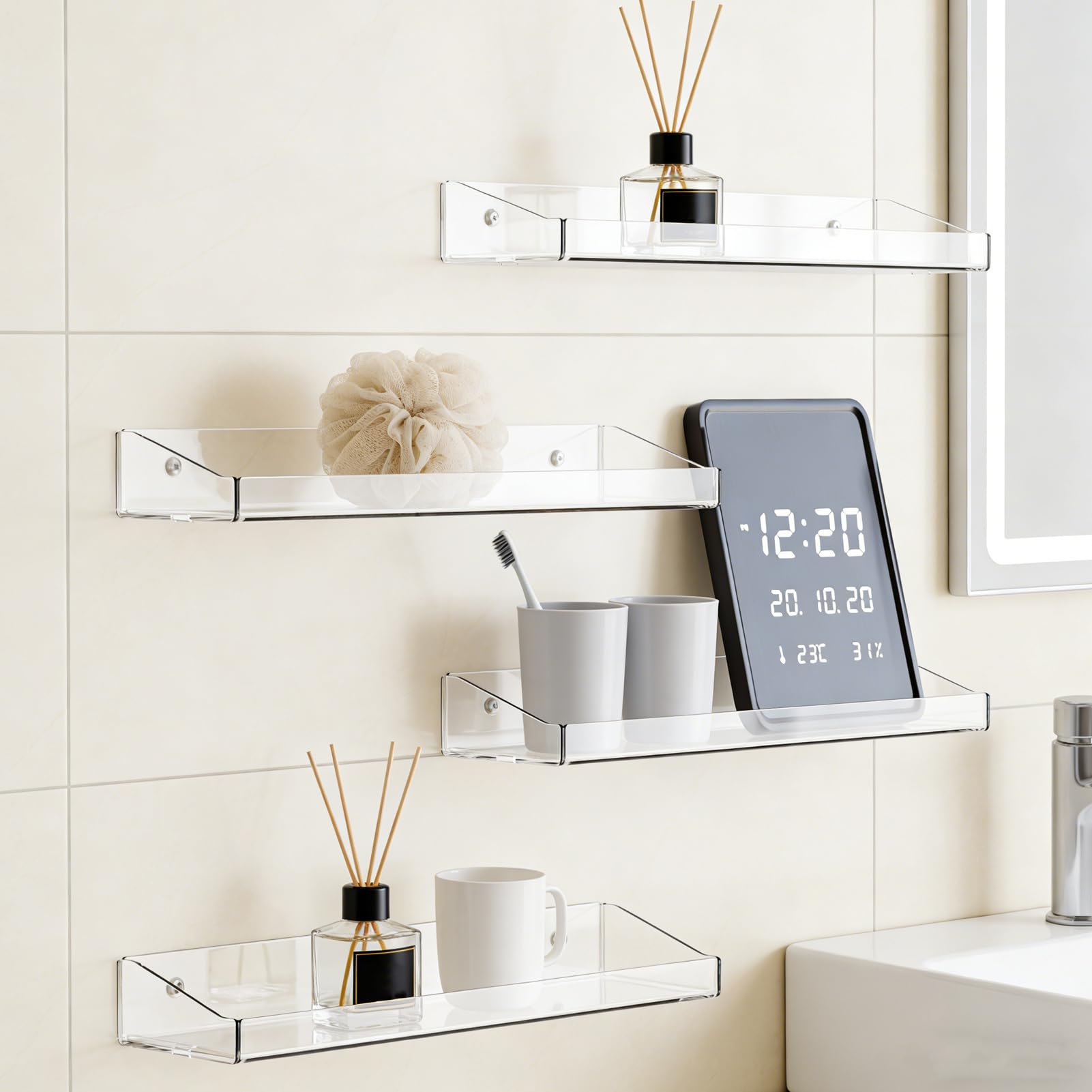 Estantes Flotantes para Decoración de Pared Rack Transparente Almacenaje