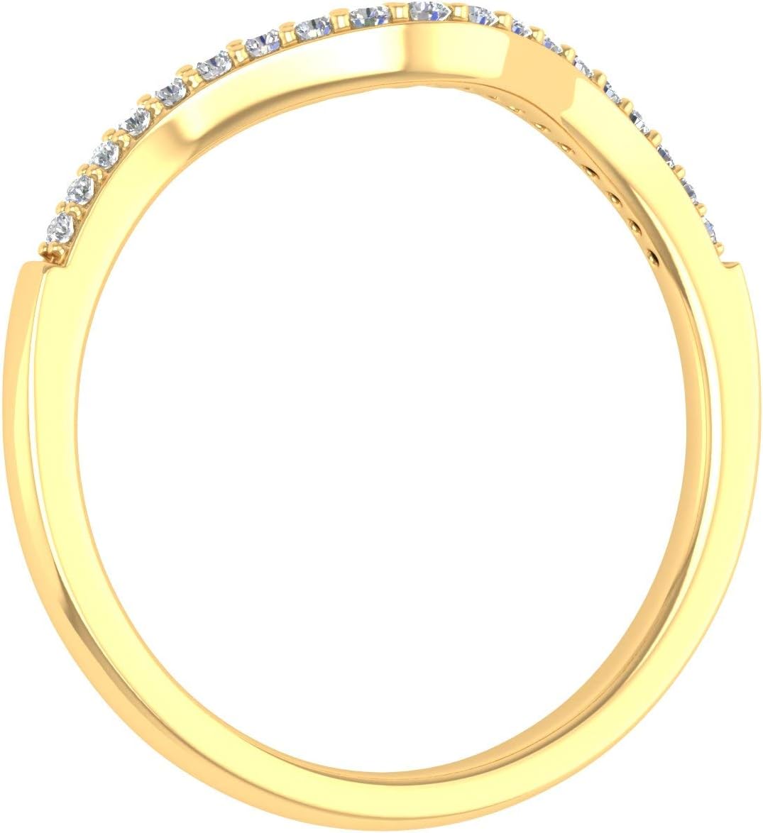 1/10 Carat (ctw) 14K Gold Ladies Diamond Wedding Stackable Band - Guard Ring (I1-I2 Clarity)
