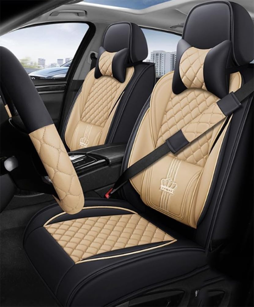 Ice Silk Material, More Breathable,Fixed Lumbar Pillow,5 Seats Fully Covered,Protect and Upgrade Interiors,Airbag Compatible,B