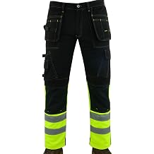 WrightFits Flash Pro Hi Vis Work Trousers for Men   Heavy Duty Combat Hi Vis Workwear with Knee Pad Pockets   Triple Stitched Work Trousers Men with Multi Pockets