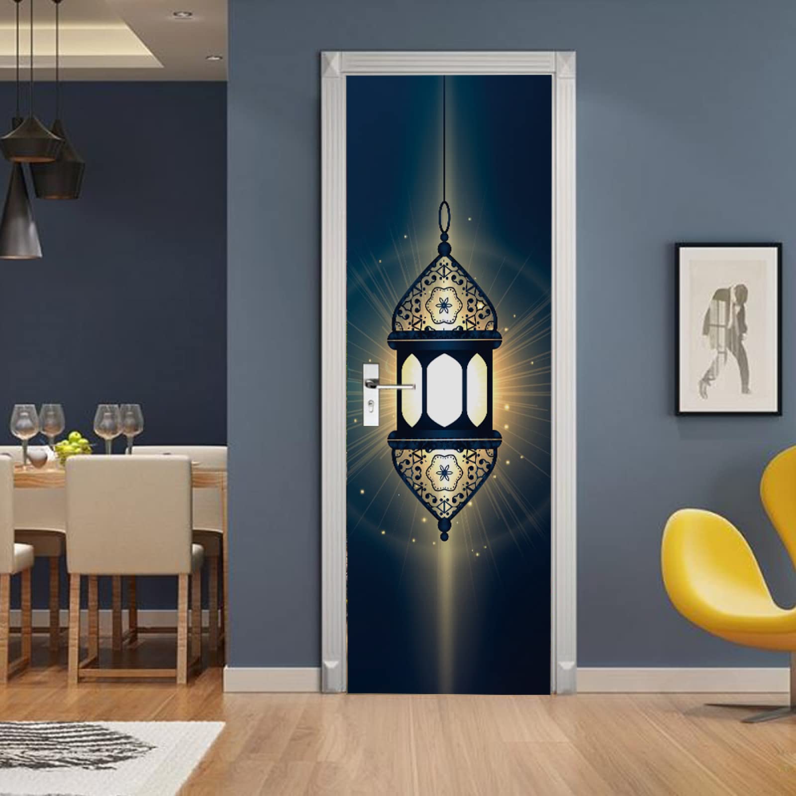 3D Door Stickers Abstract Pattern Mural Art Sticker Wallpaper Self-Adhesive Decals Removable Vinyl W85 x H205cm