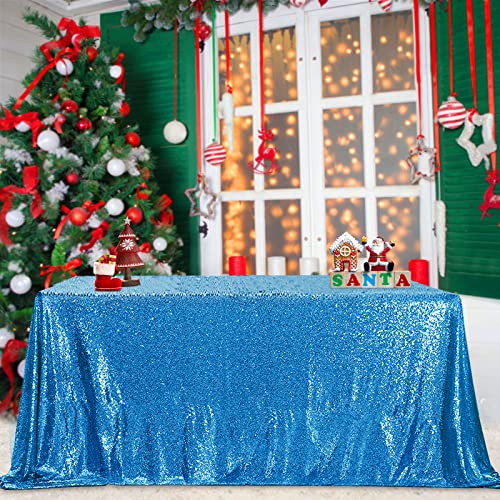 Image of B-COOL Sequined Tablecloth Sparkle Tablecloth Holiday Overlay Drapes Mermaid Theme Decorations Reception Birthday Parties 90x132 Inch Table Cloth for Cakes