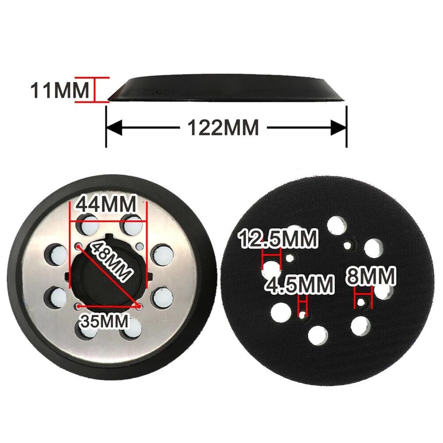 Sanding Disc Backing Pads 8 Hole Hook & Loop Sanding Pads 5 Inch 125mm Disc for Orbit Sander(5pcs)