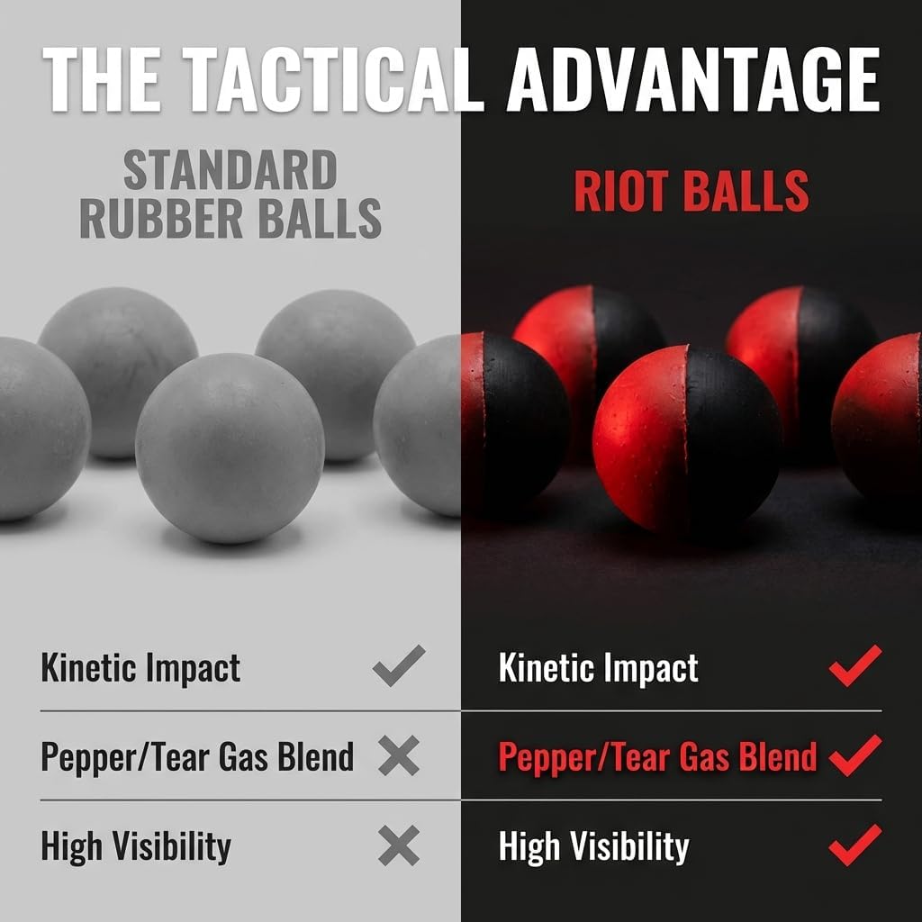 .43 Cal Pepper Ball Projectiles 20 Count – PAVA Filled Hard Shell Impact Rounds Compatible with .43 Cal Launchers – Break-On-Impact Design for Controlled Dispersion and Consistent Function