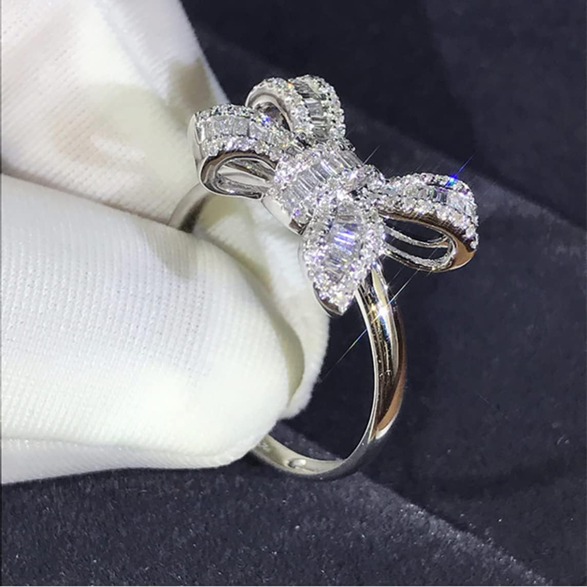 Women's Bow Square Inlaid Ring Beautiful Plated Wedding Ring image 2